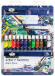  Tubusos akril készlet ecsetekkel és akriltömbbel - 9x12 ml