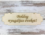  Natúr fa - "Boldog nyugdíjas éveket! " tábla 7, 5x24, 5cm - feliratként és tábladíszként