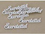  Szeretettel felirat fehér 10cm 8db/csomag - koszorúhoz és asztaldíszhez