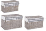 Bizzotto Set 3 cosuri depozitare din ratan gri Elegantly 56x33x33 cm, 61x36x38 cm, 66x41x43 cm (0402407)