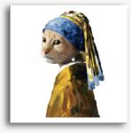 Los Polos Cat with pearl earring vászonkép