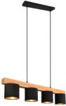 TRIO R30654002 mennyezeti függőlámpa Cameron 4x28W | E14 - állítható magasság, fa, fekete