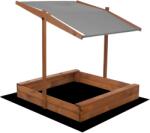 Pepita Nisip din lemn cu acoperiș, închis, 120x120 cm, cu bănci, lemn impregnat, material nețesut (LQ-80)