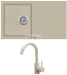 Evido Easy 45S gránit mosogató, 760 x 440 mm, bézs + EVIDO LANA csaptelep, bézs (105980SET) - webmuszaki
