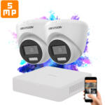 HIKVISION TurboHD-TVI 2 kamerás dome kamerarendszer 5MP színes éjszakai képpel