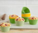 Tchibo 12 szilikon muffin sütőforma szettben 4x sárga, 4x zöld, 4x világoszöld