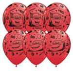Qualatex Mintás latex lufi 11" 28cm 6db Verdák piros lufi -Lightning McQueen and Mater Red Lufi, 19233 (LUFI697453)