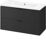 Cersanit Set dulap baie suspendat 2 sertare lavoar inclus, 100 cm, riflaje 3D negru mat, MDF, Cersanit Tirso (S801-588)