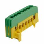 Pollmann Sorkapocssín 63A zöld/sárga érintésvédett 1P csavaros 7csatl. /16mm2 kalapsínre PE7-F2 Pollmann - 2020267