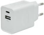 Gigapack hálózati töltő usb aljzat / type-c aljzat (5v / 3000ma, 33w, gyorstöltés támogatás) fehér (GP-135543)