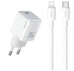 USAMS hálózati töltő (USB-C aljzat, 20W, USB-C/lightning kábellel, fehér) (YXXLOGTC03)