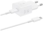 Samsung hálózati töltő (USB-C aljzat, 25W, USB-C kábellel, fehér) (EP-T2510EWE)