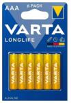 VARTA longlife tartós elem (aaa, lr03, 1.5v, alkáli) 6db/csomag (4103101416)