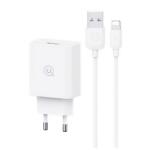 USAMS sc hálózati töltő usb aljzat (18w, pd gyorstöltő 3.0 + lightning kábel) fehér (SCXLTZ03)