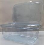  Ételtároló doboz, egybefedeles, újrahasznosított műanyag, szögletes, 750 ml, 100 db, Party , víztiszta (KHMU293)
