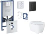 GROHE Rapid SLX - Készlet fali beépítéshez, WC ülőke, SoftClose ülőke, Even gomb és bedobható tabletta készlet, phantom fekete SANI11BB5131 (SANI11BB5131)