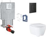 GROHE Uniset - Készlet fali beépítéshez, WC ülőke, SoftClose ülőke, Even gomb és bedobható tabletta készlet, phantom fekete SANI15BB5119 (SANI15BB5119)