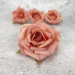  Rózsa fej - cirmos lazac 4db/cs - virágdekorációhoz és koszorúhoz