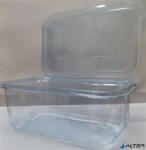  Ételtároló doboz, egybefedeles, újrahasznosított műanyag, szögletes, 1000 ml, 100 db, "Party", víztiszta (1020030230)