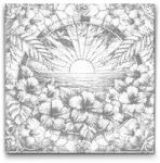  PontPöttyöző - Naplemente ólomüvegből Méret: 50x50cm, Keretezés: Kerek keret, Szín: Fekete