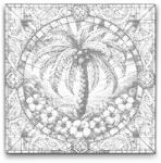  PontPöttyöző - Pálmafa ólomüvegből Méret: 50x50cm, Keretezés: Műanyagtáblával, Szín: Fekete