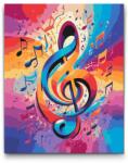  Festés számok szerint - Szivárvány violinkulcs Méret: 40x50cm, Keretezés: Keret nélkül (csak a vászon)