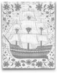  PontPöttyöző - Északi népművészet - Hajó Méret: 40x50cm, Keretezés: Műanyagtáblával, Szín: Kék
