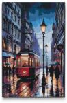  Festés számok szerint - Éjszakai villamos az esőben Méret: 40x60cm, Keretezés: Műanyagtáblával