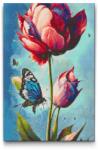  Gyémántszemes kirakó - Kék pillangó és színes tulipán Méret: 40x60cm, Keretezés: Kartonlemezen, Gyémántok: Négyzet alakú