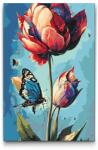  Festés számok szerint - Kék pillangó és színes tulipán Méret: 40x60cm, Keretezés: Kartonlemezen