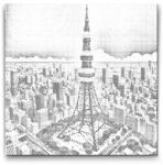  PontPöttyöző - Torony Tokióban Méret: 50x50cm, Keretezés: Kerek keret, Szín: Kék