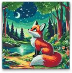  Festés számok szerint - Csillagos éjszaka az erdőben Méret: 50x50cm, Keretezés: Keret nélkül (csak a vászon)