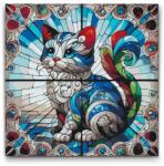  Festés számok szerint - Macska ólomüvegből Méret: 50x50cm, Keretezés: Műanyagtáblával