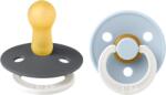 BIBS - Set 2 suzete fosforescente Colour Glow Latex, tetina rotunda, 6 luni +-Iron/Baby Blue