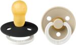 BIBS - Set 2 suzete fosforescente Colour Glow Latex, tetina rotunda, 18 luni +-Black/Vanilla