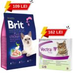 Brit Premium Pachet 109 lei 8kg Brit Premium by Nature Cat Adult Chicken, hrana uscata pentru pisici adulte + 162 lei Vectra Felis, spot-on, deparazitare externa pentru pisici, 3 pipete