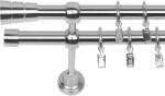 RENA GALERIE METAL CROM LUCIOS DUBLĂ 19 MM CILINDRU : Lățime galerii (cm) - 140 (REN-KAR-EST-WAL-PDW-140) Suport draperie