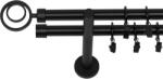 RENA Galerie dublă metalică diametru 19mm negru mat Orbio : Lățime galerii (cm) - 220 (REN-KAR-CMT-ORB-PDW-220) Suport draperie