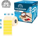 Tezeko 80 mm x 24 mm Papír Tekercses etikett címke Sárga ( 1000 címke/tekercs ) (P0800002400-002)