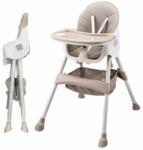 Pepita Happy Scaun de hrănire multifuncțional pliabil cu depozitare pentru jucării și tavă dublă - bej (8808C-beige) Scaun de masa bebelusi, inaltator