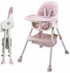 Pepita Happy Scaun de hrănire multifuncțional pliabil cu depozitare pentru jucării și tavă dublă - roz (8808C-pink) Scaun de masa bebelusi, inaltator
