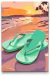  Festés számok szerint - Flip-flop a tengerparton Méret: 40x60cm, Keretezés: Keret nélkül (csak a vászon)