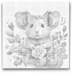  PontPöttyöző - Hörcsög virágokkal körülvéve Méret: 50x50cm, Keretezés: Kerek keret, Szín: Kék