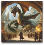  Gyémántszemes kirakó - Ember vs. sárkány Méret: 50x50cm, Keretezés: Kartonlemezen, Gyémántok: Négyzet alakú