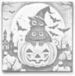  PontPöttyöző - Halloweeni cicák Méret: 50x50cm, Keretezés: Műanyagtáblával, Szín: Kék