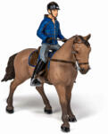 Papo Set figurine echitatie cal si jocheu in jacheta albastra Papo (Papo51565) Figurina