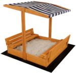 Baby Mix Sandbox din lemn pentru copii, cu banci si copertina Baby Mix 120x120 cm alb-albastru