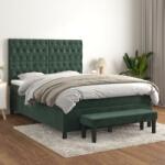 vidaXL sötétzöld bársony rugós ágy matraccal 140x190 cm (3138022)