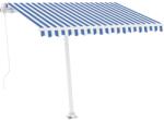 vidaXL Copertină retractabilă manual cu LED albastru și alb 300x250 cm (3069501)