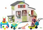 Smoby Set căsuţă Prieteni și masă nisipar cu moară Friends House Life Smoby extensibilă cu bucătărie și sonerie electronică și mașină de tuns iarba cu roabă (SM810207-12) Casuta pentru copii
